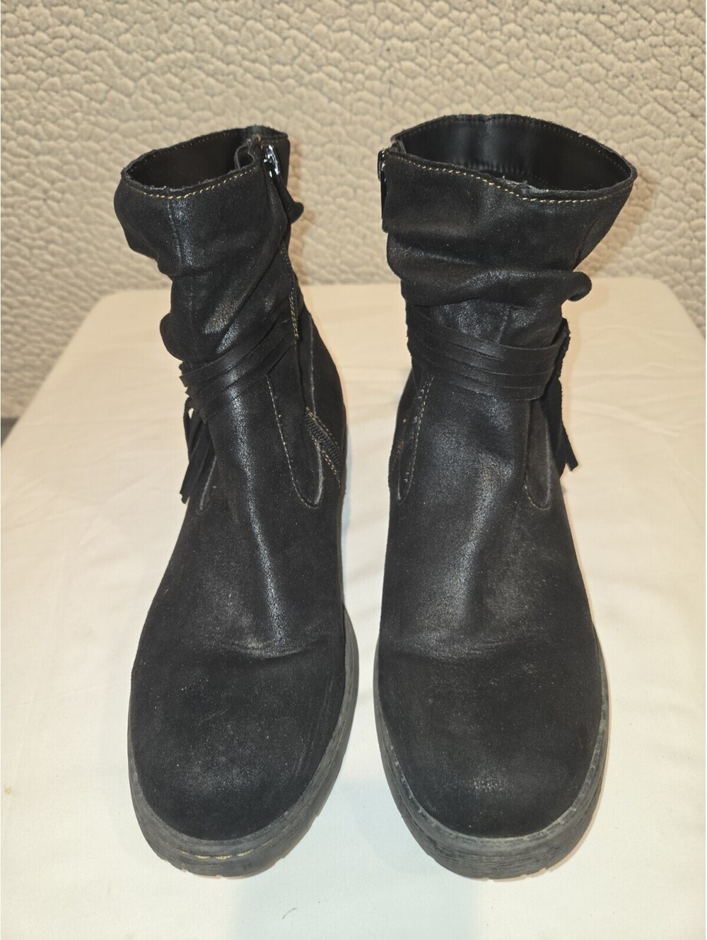 Born Kenya Ankle Boots Featuring A Black Suede Finnish,  Slouchy Shaft With Zip